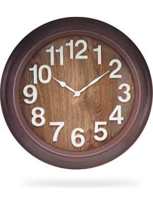 Aesco Efe Mark Premium Serisi Modern Tasarım 75 cm Ev ve Ofis Duvar Saati Rakamlı Kahverengi, Latin Rakamlı Kahverengi
