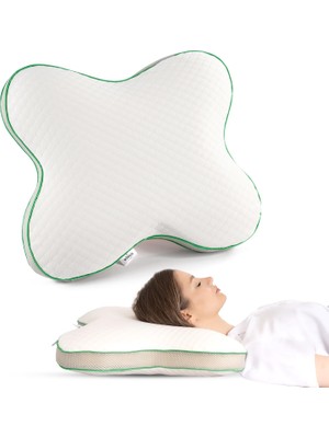 Aesco Kelebek Ortopedik Boyun Yastığı | Memory Foam | Tencel Kılıf | 51X44X12.5 cm