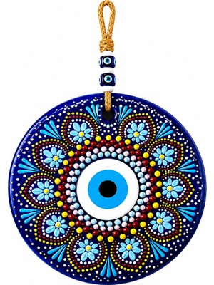 Aesco El Boyaması Nazar Boncuğu Duvar Süsü 22 cm | Vitray Sanatı ve Mandala Tasarım | El Yapımı Dekoratif Duvar Panosu | Ev, Ofis, Giriş Kapısı ve Yeni Ev Hediyesi
