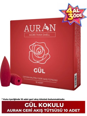 Aesco Auran Gül Kokulu Geri Akış Tütsüsü Konik Tütsü Rose Backflow Incense Cones 10 Adet