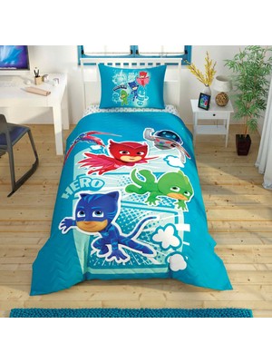 Aesco Taç Pj Masks Hero Desenli Pamuk Complete Set, Çok Renkli, Küçük Tek Kişilik