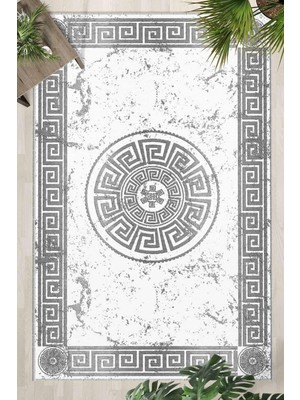 Aesco Monnhein Beyaz Halı 1496 - Yıkanabilir, Kaymaz Taban, Dijital Baskılı, Leke Tutmaz, Ince Hav, Modern Salon, Oturma Odası, Yatak Odası ve Mutfak Için Dekoratif Halı