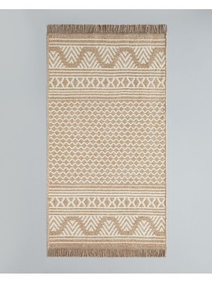 Aesco English Home Dokuma Kilim 80X150 cm Açık Krem - Kahve