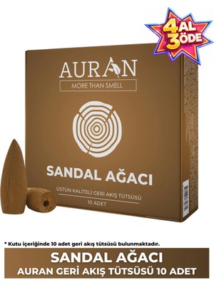 Aesco Auran Sandal Ağacı Kokulu Geri Akış Tütsüsü Konik Tütsü Sandal Wood Backflow Incense Cones 10 Adet