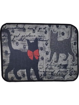 Aesco Miapet Elekli Desenli Kedi Tuvalet Önü Paspası 60 x 45 cm Patiler
