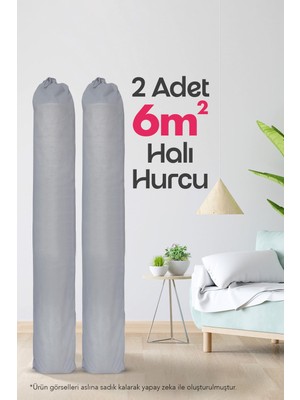 Aesco Halı Hurcu, Halı Saklama Kılıfı, Halı Organizeri (Gri, 6m² Halı Hurcu)