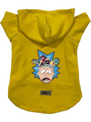Aesco Monopetz Kapişonlu Polar Sweatshirt Köpek ve Kedi Kıyafeti & Elbisesi Sarı Rick And Morty 2 Xs