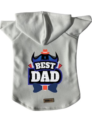 Aesco Monopetz Kapişonlu Polar Sweatshirt Köpek ve Kedi Kıyafeti & Elbisesi - Beyaz Best Dad Xl Beden