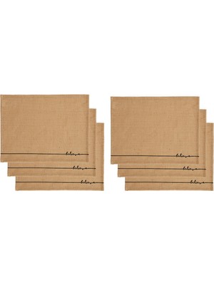 Aesco Ocean Home Textile 6'lı Believe Jüt Amerikan Servis Seti 45 x 35 cm