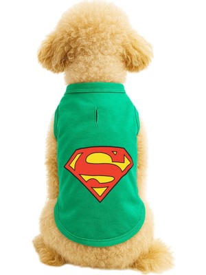 Aesco Mpz Pets Kedi ve Köpek Kıyafeti & Elbisesi Yeşil Superman Atlet M