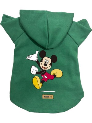 Aesco Monopetz Kapişonlu Polar Sweatshirt Köpek ve Kedi Kıyafeti & Elbisesi Yeşil Yeni Mickey S