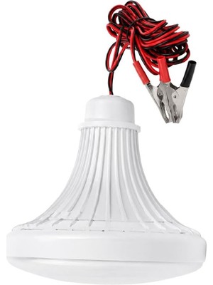 Aesco Seyyar Lamba 2 Metre Kablolu, Akü Maşalı, 12 Volt, 24 Watt, Beyaz LED Ampul, (Dc 12 Volt Aküler Için), Kamp, Karavan, Tekne Için Seyyar Aydınlatma (2 Adet)