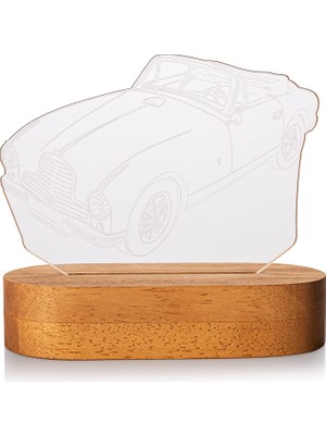 Aesco Nostaljik Vintage Otomobil 3 Boyutlu LED Masa Lambası - USB Bağlantılı Sarı Işık - 60X140X30 mm