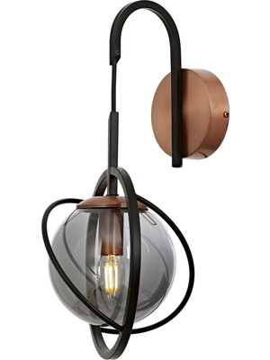 Aesco Avonni AP-60291-1BSY Siyah Boyalı Aplik E14 Metal Cam 22X24CM