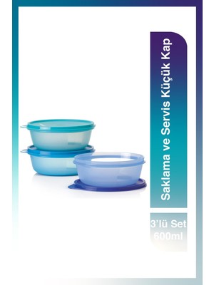 Aesco Tupperware Gıda Saklama ve Küçük Servis Kapları 3'lü Set 600 ml
