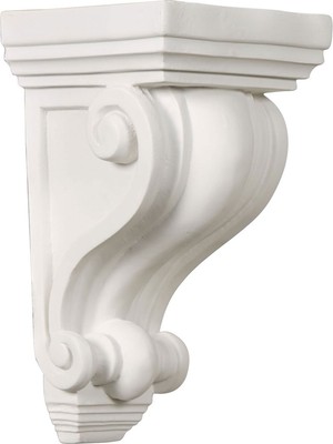 Aesco Corbels: Ekena Millwork Building Materials 10CM x 10CM x 18CM - 1.3cm Primed Polyurethane Devon Corbel White COR04X04X07DE