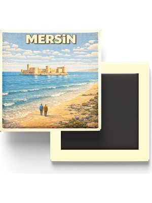 Aesco Buzdolap Magneti - Türkiye - Mersin - Retro Tema - 9x9 cm