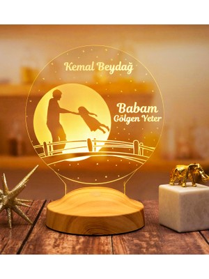 Aesco Babalar Günü Hediyesi, Canım Babam Kız Figürlü Babalar Günü Hediyesi LED Lamba