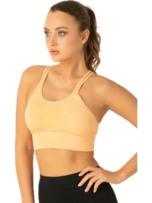 Aesco Miofit Fashion Çift Askı Detaylı Destekli Seamless Spor Sütyeni Blush Nude S-M