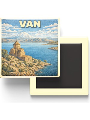 Aesco Buzdolap Magneti - Türkiye - Van - Retro Tema - 9x9 cm
