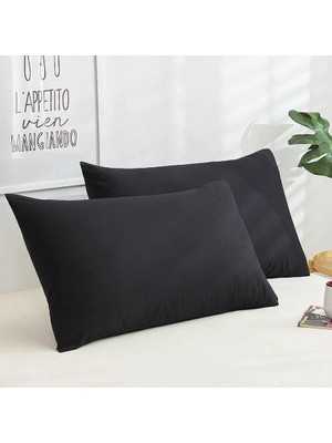 Die Grup Vionel Home Pamuklu 2'li Kapaklı Yastık Kılıfı 50X70 cm - Yumuşak ve Nefes Alabilir (Siyah)