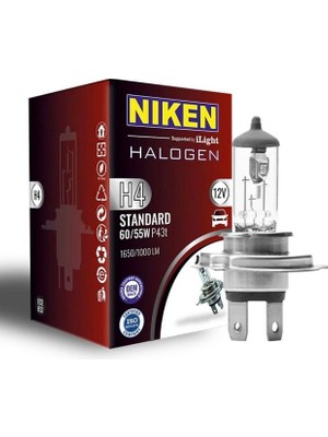 Aesco Niken Nıken H4 Uzun-Kısa (1 Adet) 60W/55W Halojen Ampul P43T
