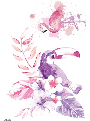 Aesco Artikel Parrot, Flamingo Geçici Dövme,geçici Tattoo,vücut Dövme,kol Bilek Dövme,boyun Dövme,sırt Dövme