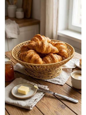 Aesco Buffer 28 cm Plastik Rattan Servis Çanağı, Doğal Hasır Görünümlü, Yuvarlak, Iç Içe Geçebilen, 3 Parça Set