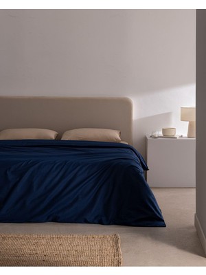 Aesco Madame Coco Manon King SIZE%100 Pamuk Ranforce Düz Nevresim, Lacivert, 240 x 220