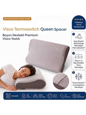 Aesco Homedius Visco Queen Spacer Thermoswitch Boyun Destekli Ortopedik Visco Yastık 55X35 cm
