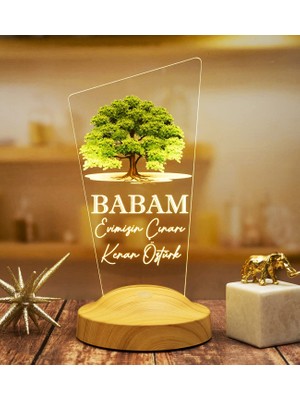 Aesco Babaya Hediye, Babalar Günü Hediyesi, Babama Hediye, Çınar Ağacı Figürlü Renkli LED Lamba Totem Şeklinde
