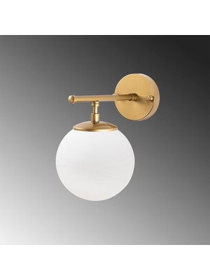 Aesco Amber LED Parlak Gold Camlı Aplik Duvar Lambası E14 Uyumlu 15X24X24 cm Oturma Odası Aydınlatma, ALTIN-10725