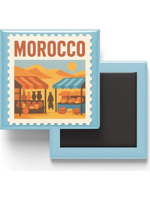 Aesco Buzdolap Magneti Fas Rabat Renkli Posta Pulu Temalı - 9x9 cm