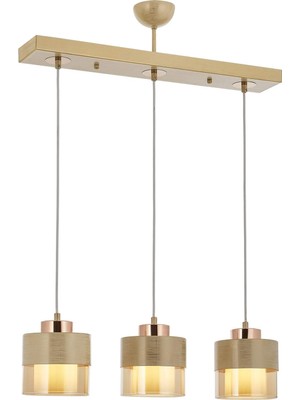 Aesco Avonni AV-60193-3Y-KRM Krem Boyalı Modern Avize E27 Metal Cam 70X15CM