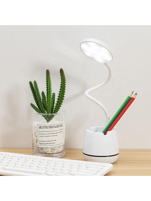 Aesco Masa Lambası, Esnek Gövdeli Gece Lambası ve Kalemlik, Dokunmatik Işık Parlaklığı Hassasiyeti, 3 Farklı Renk Modu, 1200 Mah Batarya, 24 Spektrum LED