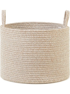 Aesco Ocean Home Textile Bej Kırçıllı Pamuklu Halat Sepet 35 x 27 cm