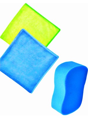 Aesco Kyrotech 3’lü Araç Temizlik ve Detay Bakım Seti, 2’li Mikrofiber Bez + Araç Yıkama Süngeri, Çizmez, Iz Bırakmaz, Profesyonel Oto Bakım, Car Detailing Set