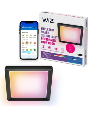 Aesco Wiz Akıllı Tavan Lambası – Ince Kare Tasarım, Birden Fazla Boyut, Ses/uygulama Kontrolü, Zaman Planlama, Google Home, Amazon Alexa ve Apple Homekit ile Çalışır, Iç Aydınlatma, Siyah/beyaz