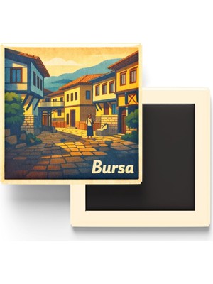 Aesco Bursa - Cumalıkızık - Baskılı Buzdolap Magneti Kare - 9x9 cm