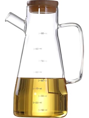 Aesco Bambu Kapaklı Borosilikat Cam Yağdanlık - 900 Ml, Dayanıklı Vakumlu Kapaklı Cam Yağdanlık ve Sirkelik, Mutfak Kullanımı Için