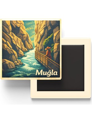 Aesco Muğla - Saklıkent Kanyonu - Baskılı Buzdolap Magneti Kare - 9x9 cm