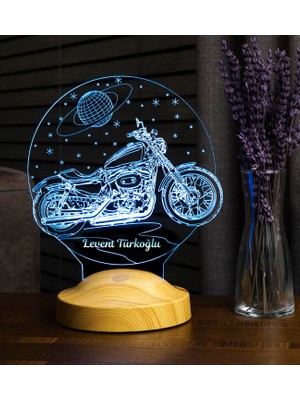 Aesco Chopper Motosiklet, Motor Hayranlarına Hediye, Motosiklet Hediyesi Kişiye Özel 3 Boyutlu LED Lamba
