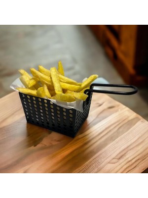 Aesco Mini Patateslik, Firütöz Sepeti, Patates Kızartma Sunum Sepeti, Cafe, Restaurant Burger Sunum, Servis Ekipmanı Model-1 Siyah