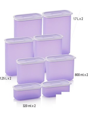 Aesco Tupperware Lila Oval Saklama Kabı Set 8li Esc