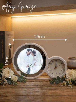 Atay Garage LED Gece Lambası-Sihirli Ayna ve Analog Masa Saati