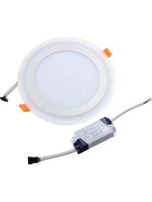 Aesco 2 Adet Çift Renkli Hero LED Panel 6+3 Watt 14,5 cm Mavi - Beyaz Iki Renkli Tavan Spot Lambası