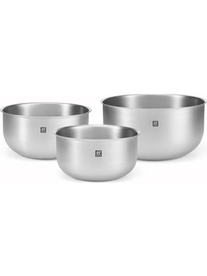 Aesco Zwıllıng Hazırlama Kasesi Seti, 3 Parça, 18/10 Paslanmaz Çelik, Salata Kasesi, Karıştırma Kasesi, Çap: 17, 21 ve 25 cm