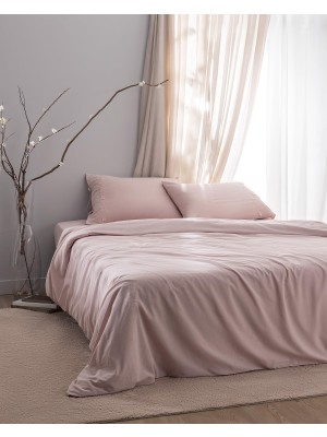 Aesco Madame Coco King SIZE%100 Pamuk Nakışlı Nevresim Takımı, Pudra, 240 x 220