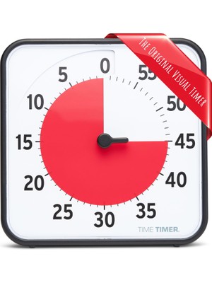 Aesco Tıme Tımer Orijinal Medium 19X19CM - 60 Dakika Görsel Analog Zamanlayıcı Saat - Isteğe Bağlı Akustik Alarm (Ses Kontrolü) Yüksek Sesli Tıklama Yok; Zaman Yönetimi Cihazı (Siyah)