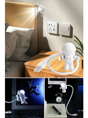 Aesco Buffer USB Astronot Gece Lambası, Masa Lambası, Kitap Okuma Lambası Işığı
